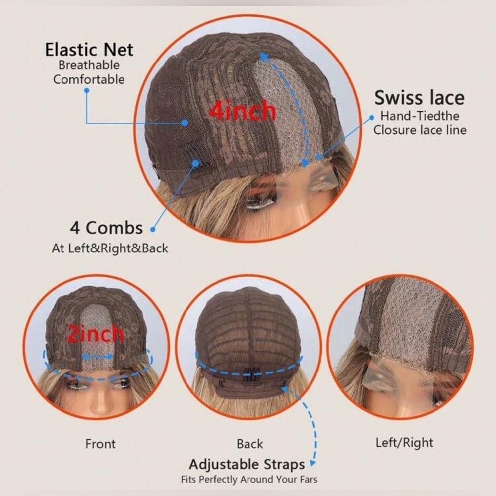 Invisible Lace  front Closure Balayage Blonde Wig 26 Inch long - Realistic - Picture 6 of 7